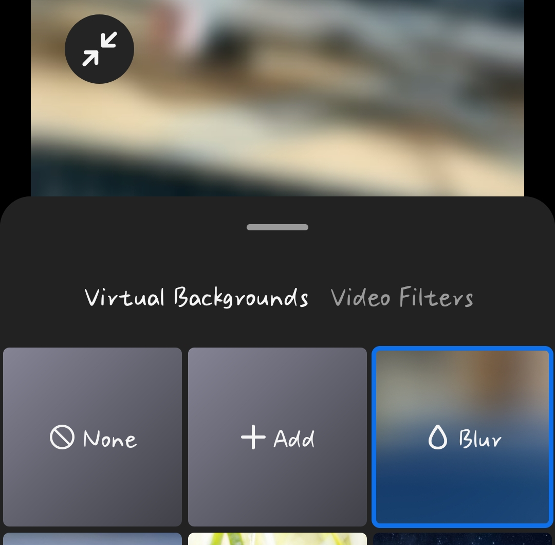 Select Blur in Virtual Backgrounds