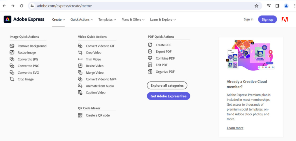 Cosa puoi creare su Adobe Express