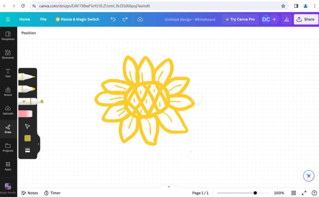 Make a drawing on Canva’s Whiteboard
