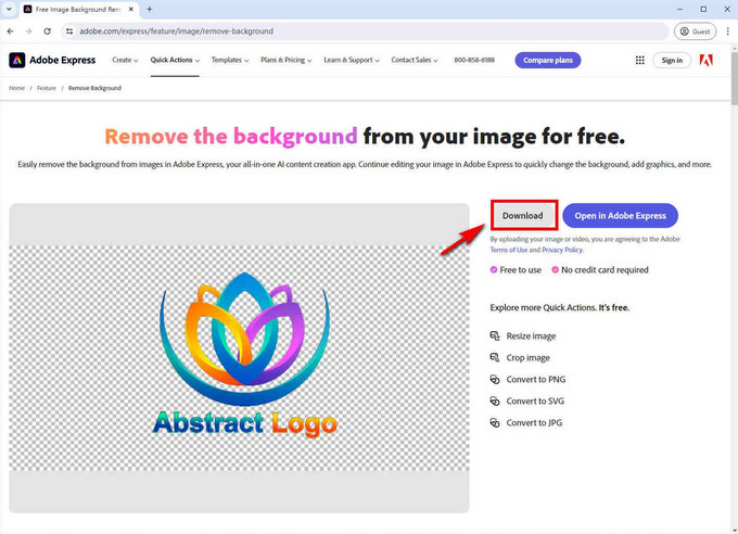 Remove background in Adobe Express logo background remover