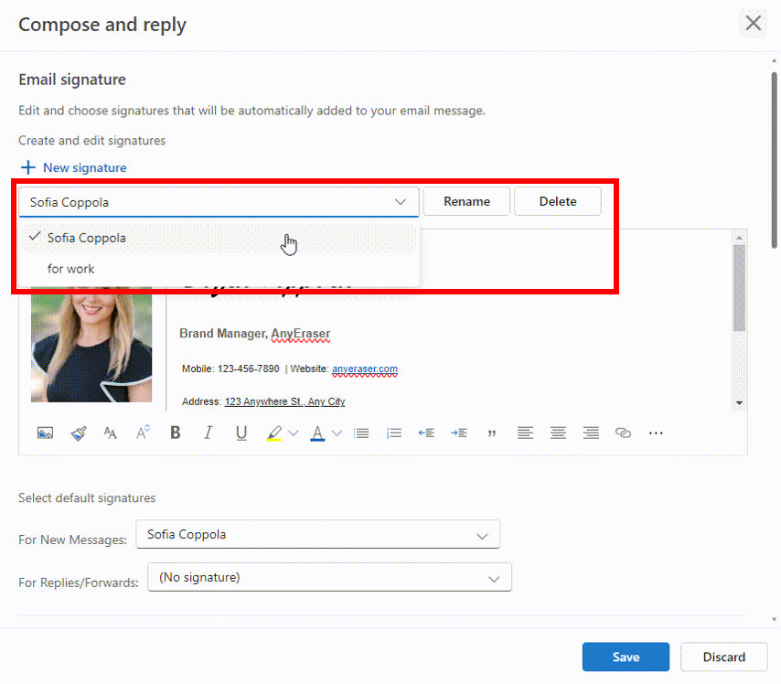 Edit email signature in Outlook