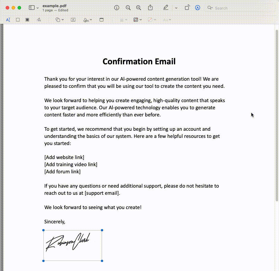 Add signature to PDF on Mac