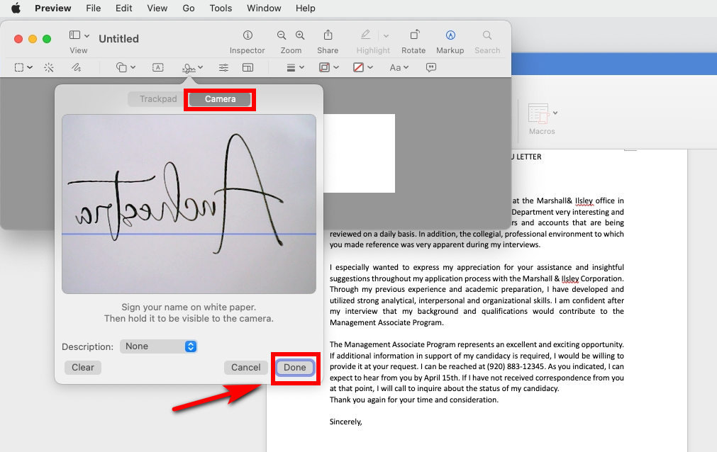 Preview digitalisiert Ihre handschriftliche Unterschrift