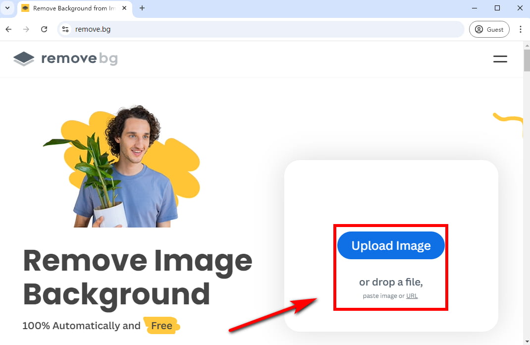 remove.bg पर फ़ोटो अपलोड करें