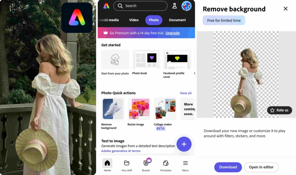 Adobe Express – best background remover app