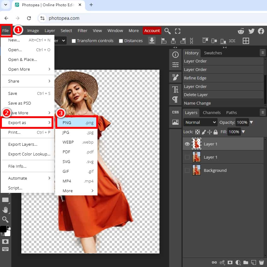 I-save ang transparent na imahe bilang PNG file