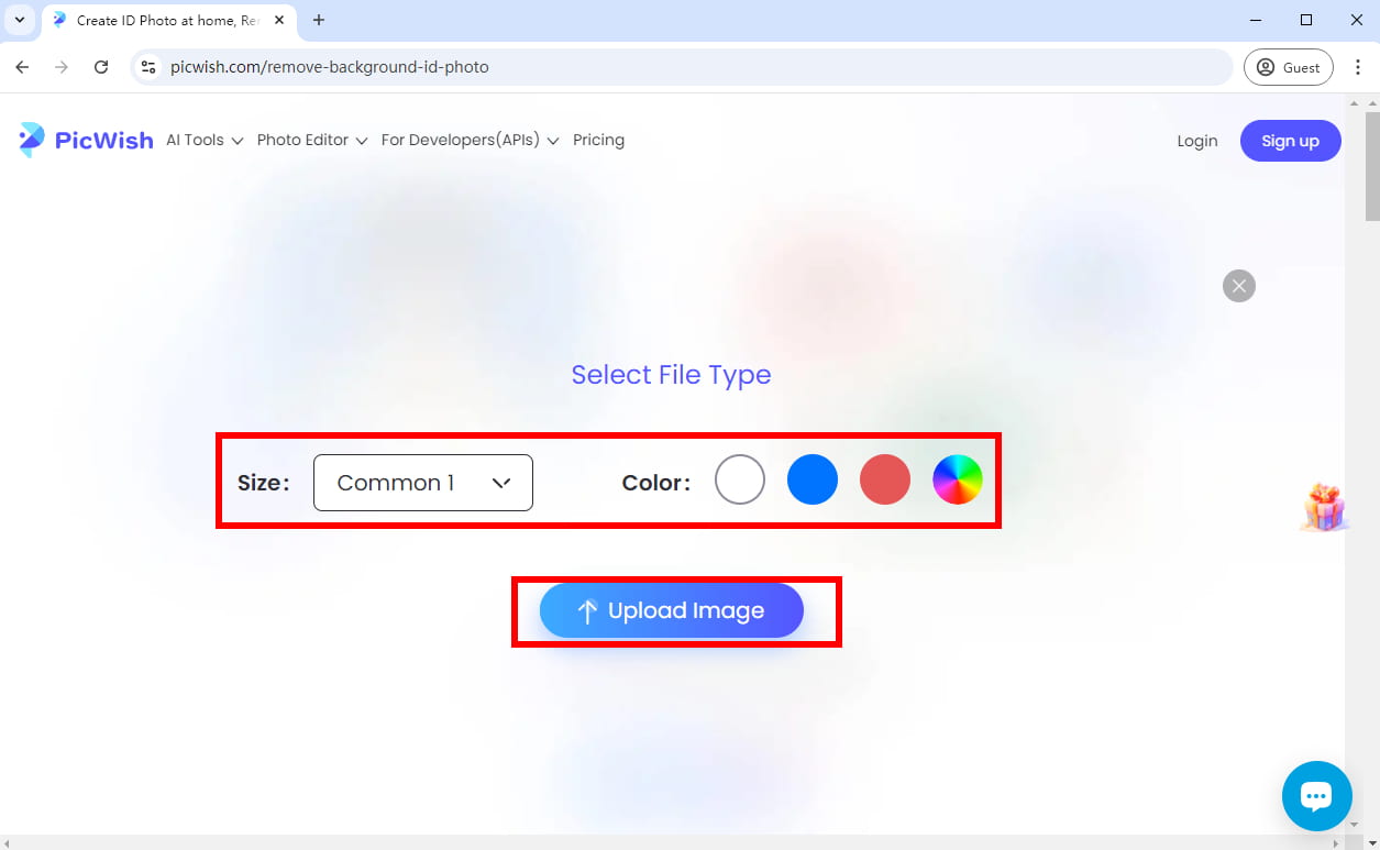 Set a file type and upload a passport photo