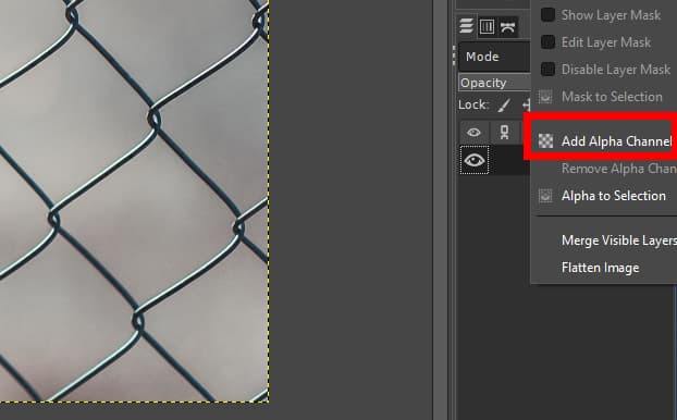 Add an alpha channel to the layer