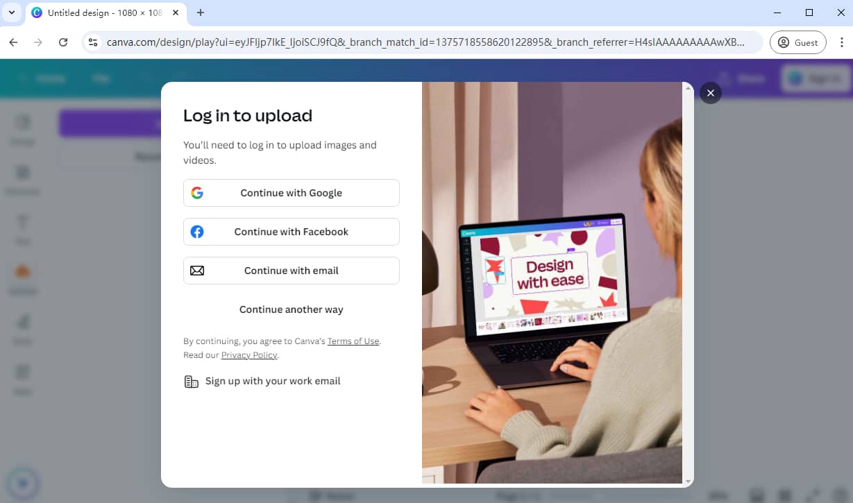 Log in or sign up to Canva