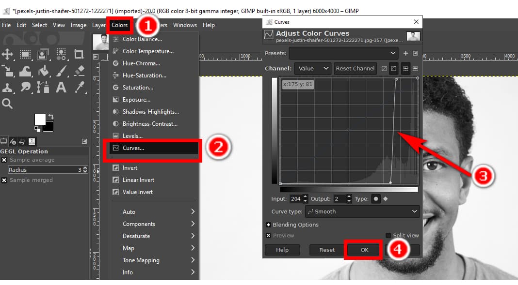 Adjust the color curves